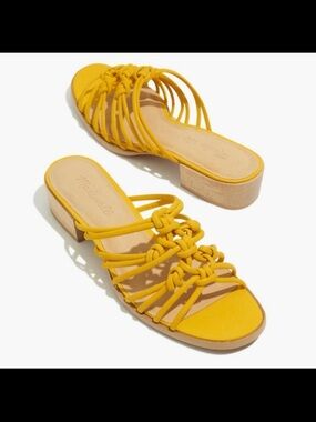 Madewell Yellow Knotted Strappy Slide sandals